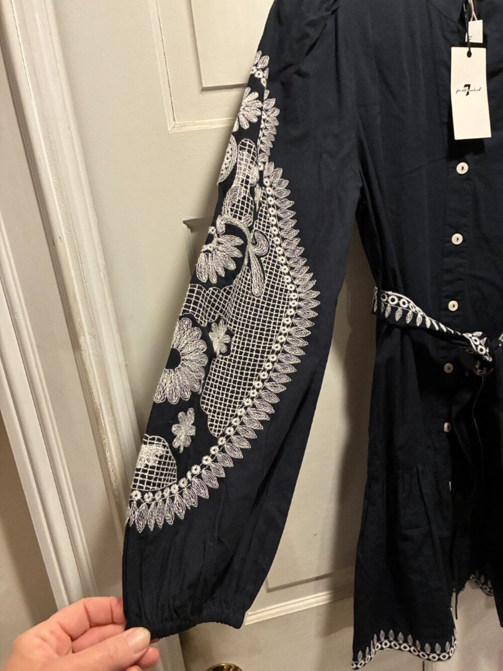 7 For All Mankind~ NWT!!~ Navy embroidered min dress. - Picture 4 of 16